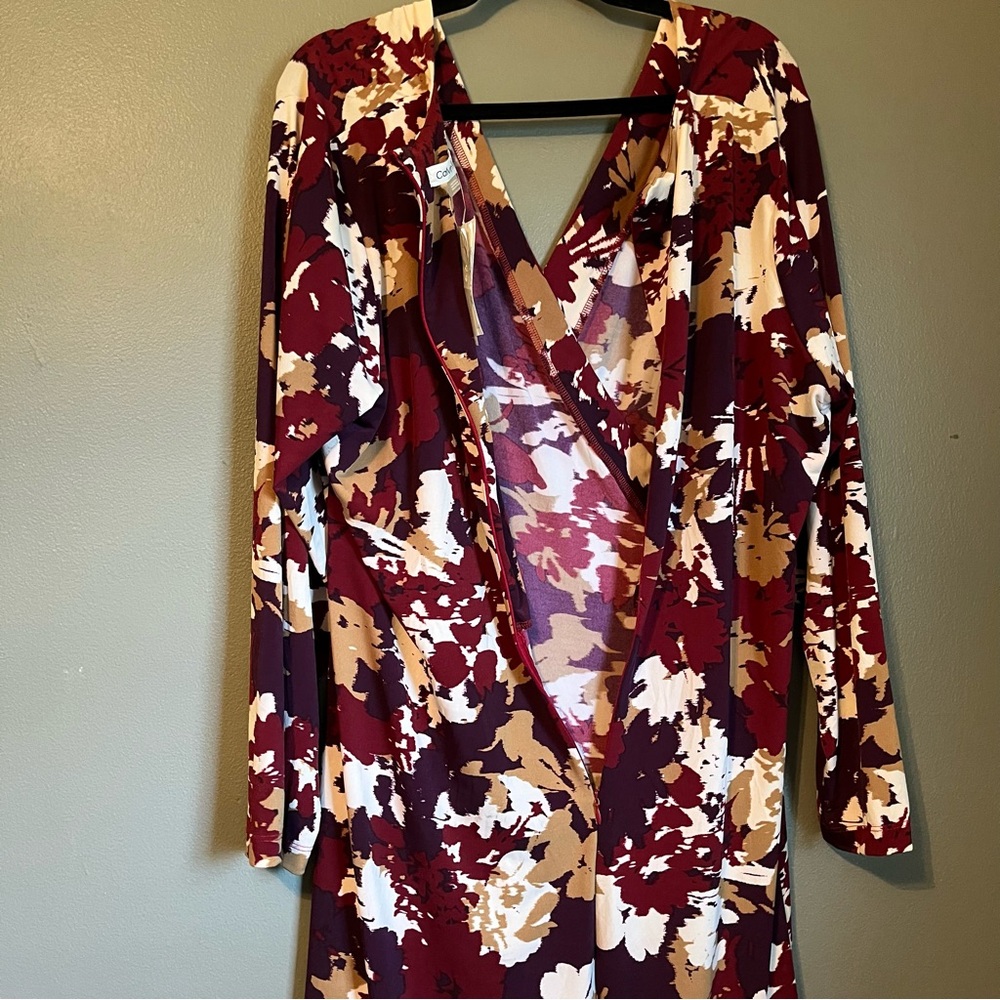 NWOT Calvin Kleins Sz 22 Women’s Floral Gold Stone Faux-Wrap Midi Dress Ret $139 - Picture 15 of 15